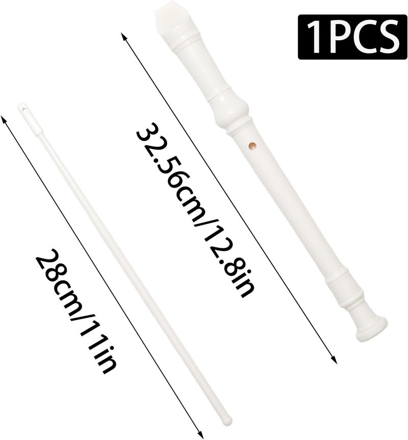 Funstreet White Soprano Recorder Instrument 8 Hole C Key Baroque Fingering Clarinet ABS Music Flute with Cleaning Rod and Storage Bag - Image 2